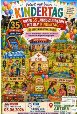 Kindertagsfeier am 05.06.2026 im Freizeitzentrum Artern