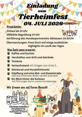 Tierheimfest in Gehofen am 04.07.2026