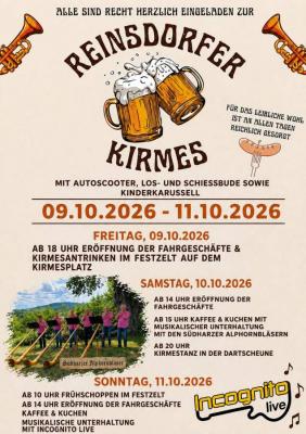 Kirmes in Reinsdorf vom 09.10.2026 - 11.10.2026